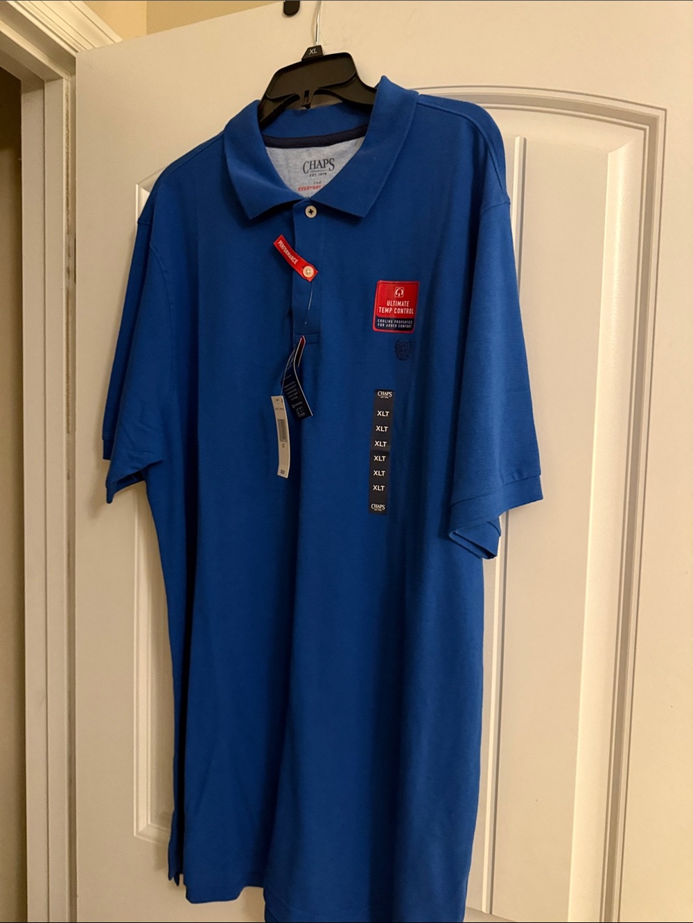 Chaps Men’s Royal Blue Performance Polo with Patch Detail